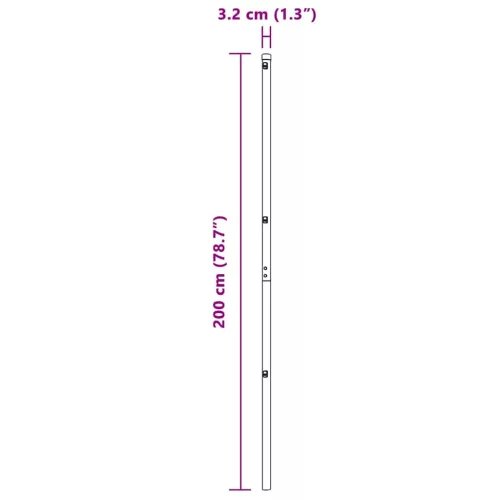 Kerítésoszlop Egyéb 26 pcs Ezüst 3.2 x 3.2 x 200 cm Acél
