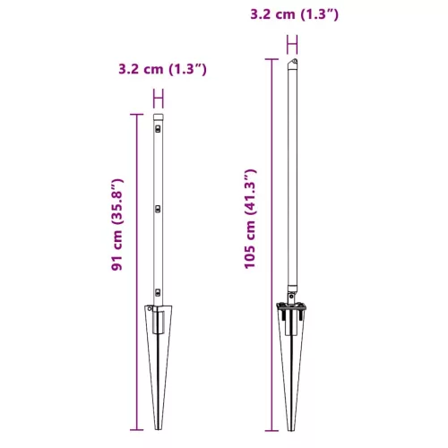 Kerítésoszlop Egyéb 26 pcs Ezüst 3.2 x 3.2 x 60 cm Acél