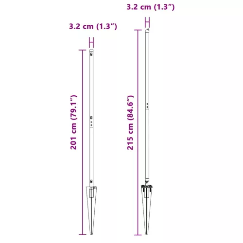 Kerítésoszlop Egyéb 26 pcs Ezüst 3.2 x 3.2 x 170 cm Acél