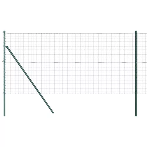 Kerítés oszlopokkal Zöld 1.2 x 10 m Acél