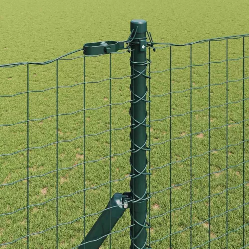 Kerítés oszlopokkal Zöld 1.6 x 10 m Acél