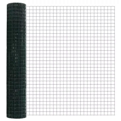 Kerítés oszlopokkal Zöld 1.6 x 10 m Acél
