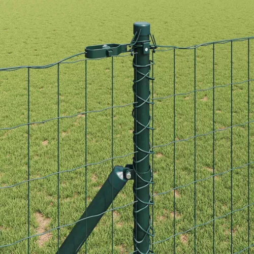 Kerítés oszlopokkal Zöld 1 x 10 m Acél