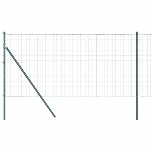 Kerítés oszlopokkal Zöld 1.2 x 10 m Acél