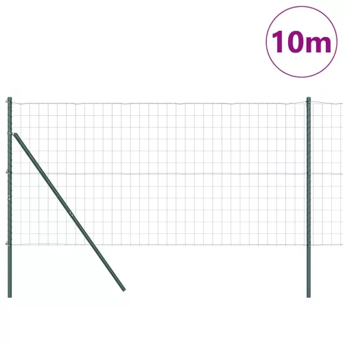 Kerítés oszlopokkal Zöld 1.2 x 10 m Acél