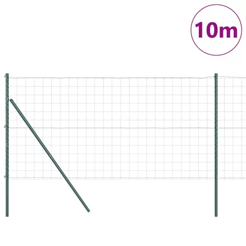 Kerítés oszlopokkal Zöld 1 x 10 m Acél