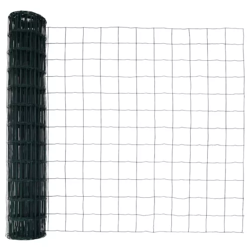 Kerítés oszlopokkal Zöld 1 x 10 m Acél