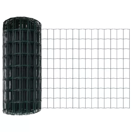 Kerítés oszlopokkal Zöld 0.8 x 25 m Acél
