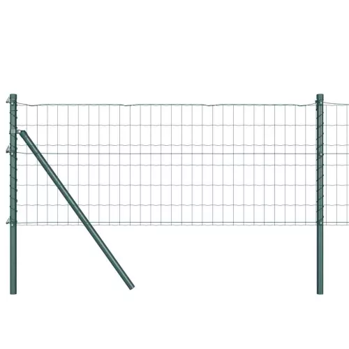 Kerítés oszlopokkal Zöld 0,6 x 25 m Acél