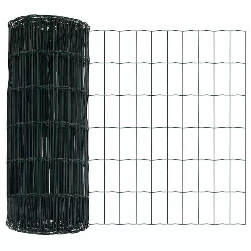Kerítés oszlopokkal Zöld 0,6 x 25 m Acél
