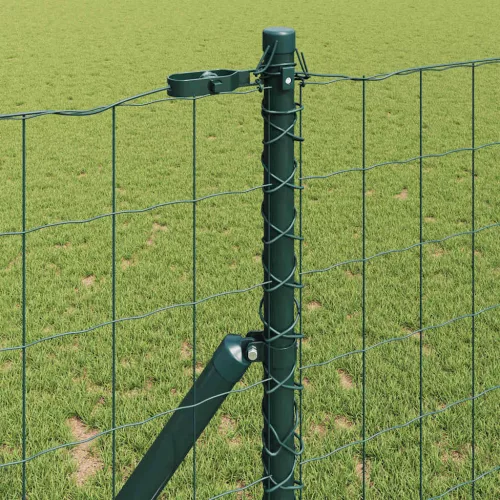 Kerítés oszlopokkal Zöld 1 x 25 m Acél