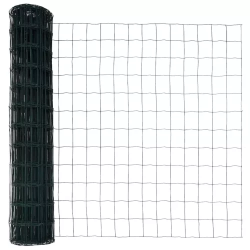 Kerítés oszlopokkal Zöld 1 x 25 m Acél