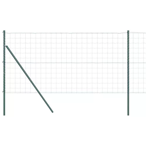 Kerítés oszlopokkal Zöld 1 x 25 m Acél
