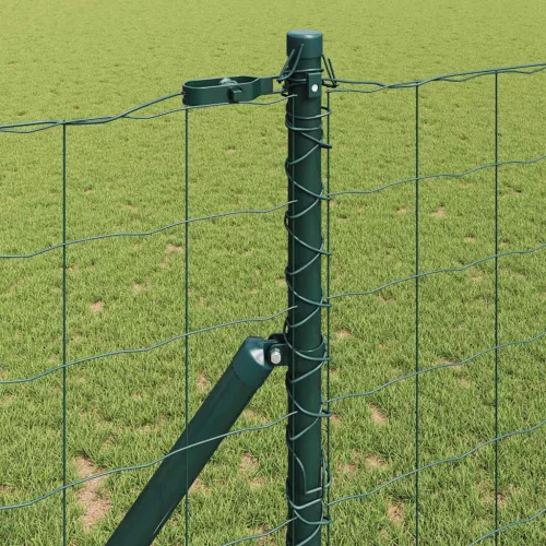 Kerítés oszlopokkal Zöld 1 x 25 m Acél