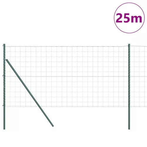 Kerítés oszlopokkal Zöld 1.2 x 25 m Acél