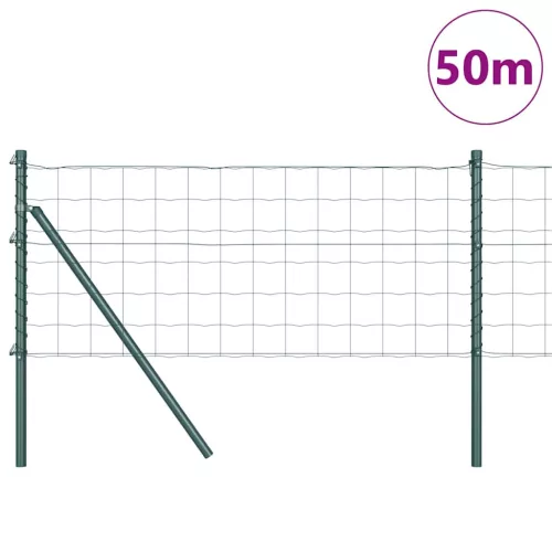 Kerítés oszlopokkal Zöld 0.4 x 50 m Acél