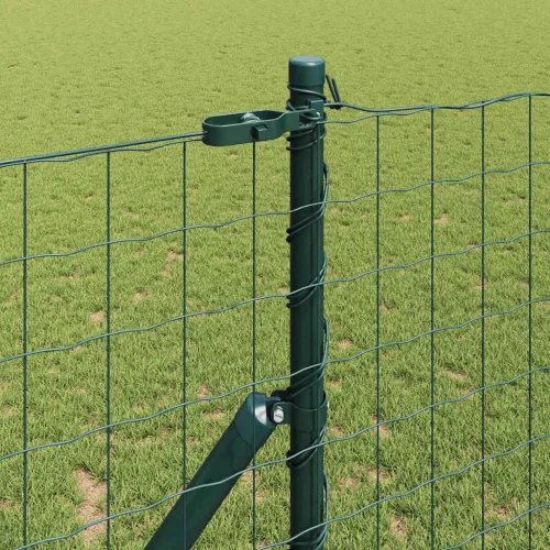 Kerítés oszlopokkal Zöld 1 x 10 m Acél