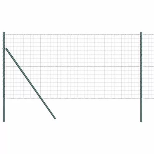 Kerítés oszlopokkal Zöld 1.2 x 10 m Acél