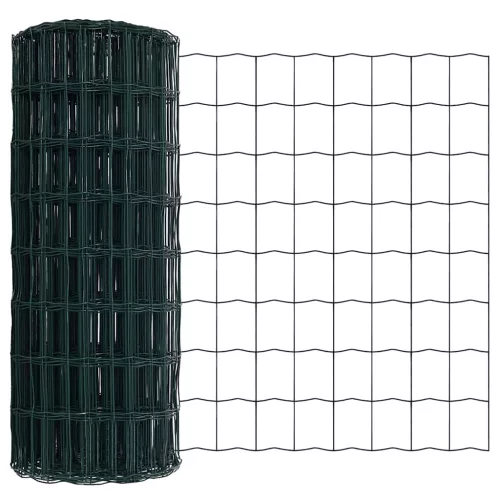 Kerítés oszlopokkal Zöld 0,6 x 25 m Acél