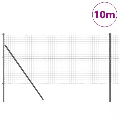 Kerítés oszlopokkal Szürke 1.2 x 10 m Acél