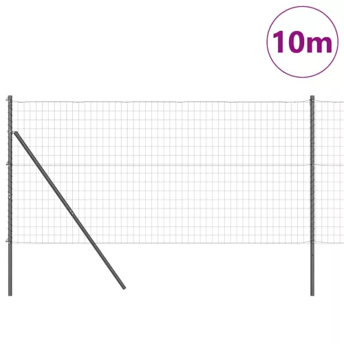 Kerítés oszlopokkal Szürke 1 x 10 m Acél