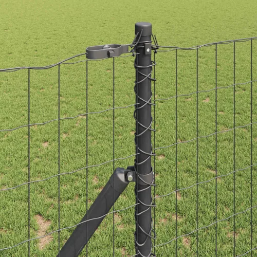 Kerítés oszlopokkal Szürke 1 x 10 m Acél