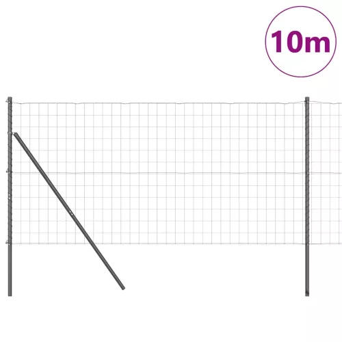 Kerítés oszlopokkal Szürke 1.4 x 10 m Acél