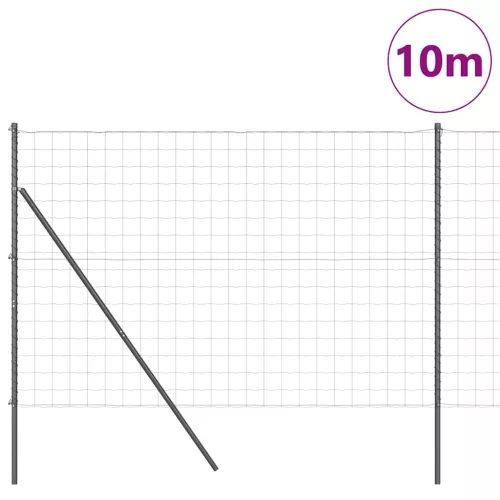 Kerítés oszlopokkal Szürke 1.6 x 10 m Acél