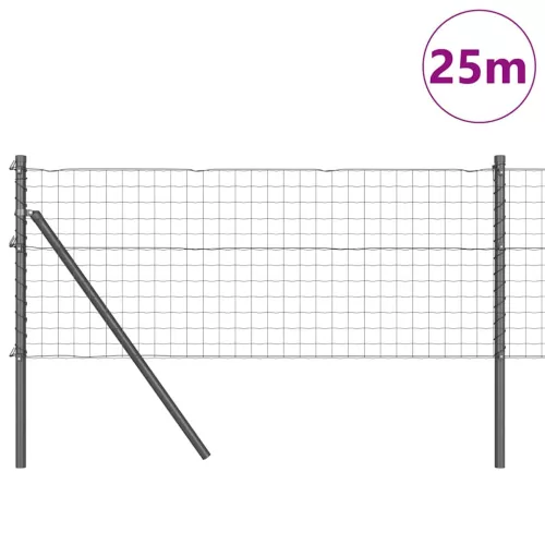 Kerítés oszlopokkal Szürke 0.8 x 25 m Acél
