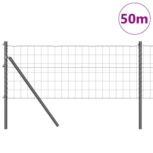 Kerítés oszlopokkal Szürke 0.4 x 50 m Acél