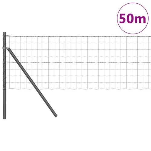 Kerítés oszlopokkal Szürke 0.6 x 50 m Acél