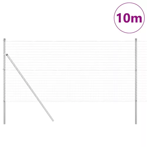 Kerítés oszlopokkal Ezüst 1 x 10 m Acél