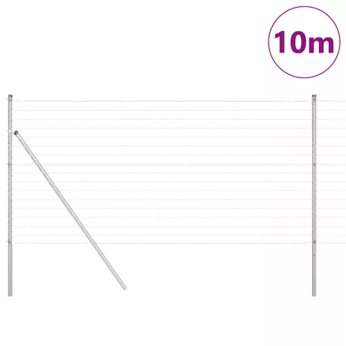 Kerítés oszlopokkal Ezüst 1.2 x 10 m Acél