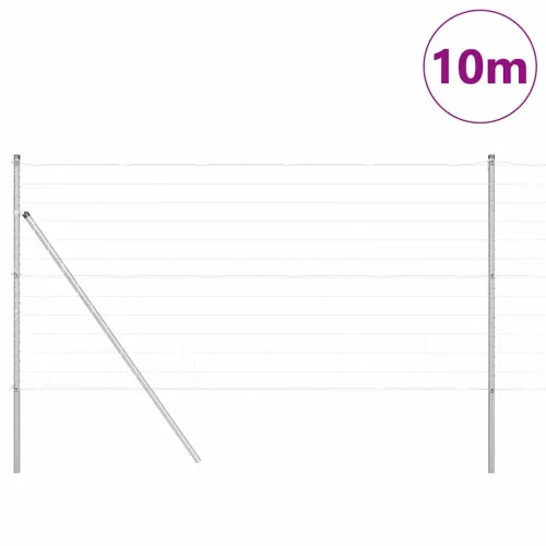Kerítés oszlopokkal Ezüst 1.4 x 10 m Acél