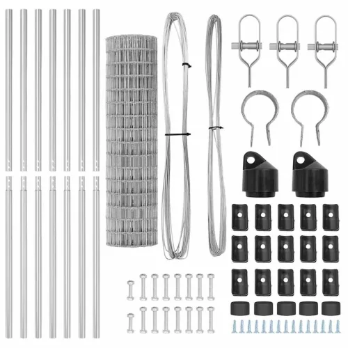 Kerítés oszlopokkal Ezüst 1.4 x 10 m Acél