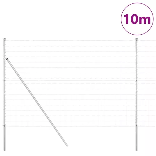 Kerítés oszlopokkal Ezüst 1.5 x 10 m Acél