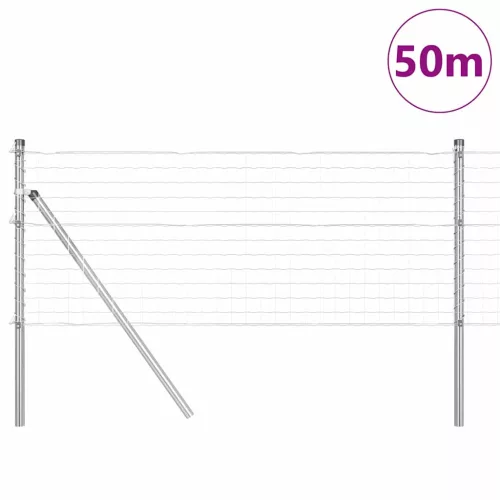 Kerítés oszlopokkal Ezüst 0.4 x 50 m Acél