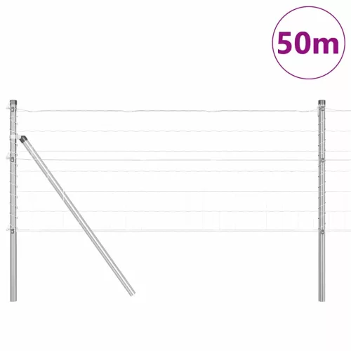 Kerítés oszlopokkal Ezüst 0.4 x 50 m Acél