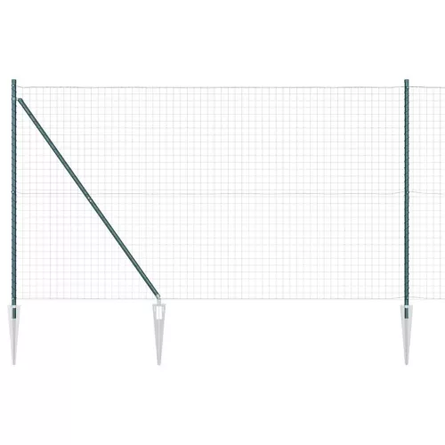 Kerítés oszlopokkal Zöld 1.5 x 10 m Acél