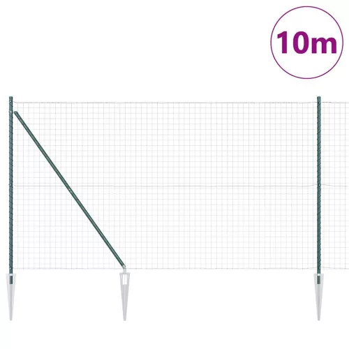 Kerítés oszlopokkal Zöld 1.6 x 10 m Acél