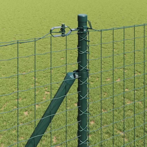 Kerítés oszlopokkal Zöld 1.6 x 10 m Acél