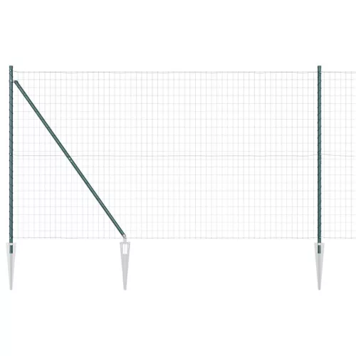 Kerítés oszlopokkal Zöld 1.6 x 10 m Acél