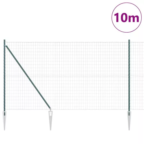Kerítés oszlopokkal Zöld 1.6 x 10 m Acél