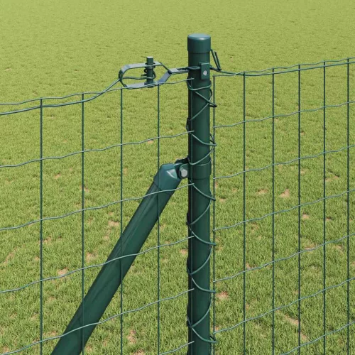 Kerítés oszlopokkal Zöld 1.6 x 10 m Acél