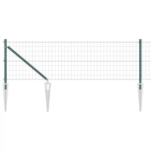 Kerítés oszlopokkal Zöld 0.8 x 10 m Acél