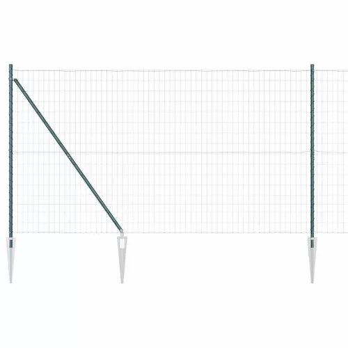 Kerítés oszlopokkal Zöld 1.6 x 10 m Acél