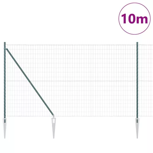 Kerítés oszlopokkal Zöld 1.6 x 10 m Acél
