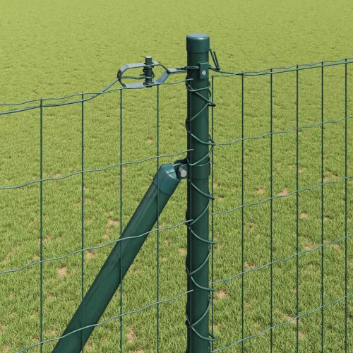 Kerítés oszlopokkal Zöld 1.6 x 10 m Acél