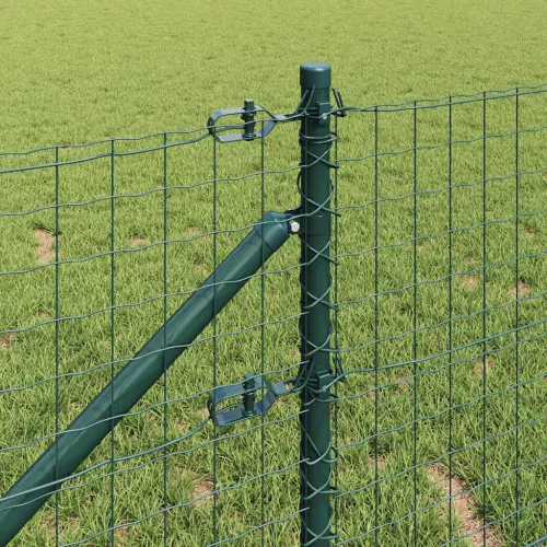 Kerítés oszlopokkal Zöld 0,6 x 25 m Acél