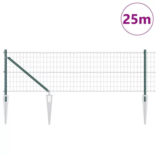 Kerítés oszlopokkal Zöld 0.8 x 25 m Acél